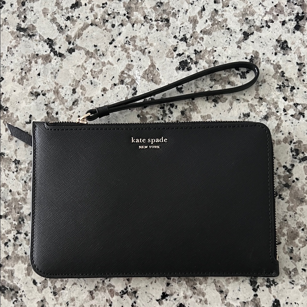 Kate Spade Black Coated Leather Wristlet